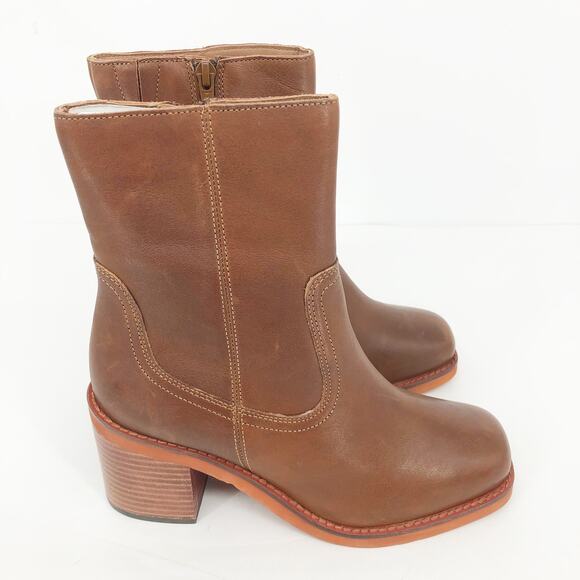 Seychelles Womens Turbulent Mid Calf Booties 6 Brown Square Toe Leather NWOB - Picture 1 of 9